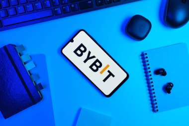 Prag, Çek Cumhuriyeti - 10 21 2024: Bybit logosunu gösteren akıllı telefon.