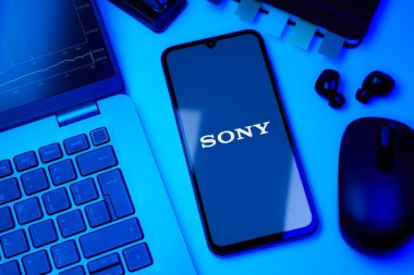 Prag, Çek Cumhuriyeti - 10 21 2024: Sony logosunu gösteren bir defter.