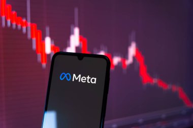 Prag, Çek Cumhuriyeti - 10 21 2024: Meta logosunu gösteren akıllı telefon