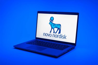 Prag, Çek Cumhuriyeti - 10 21 2024: Novo Nordisk logosunu gösteren bir defter.