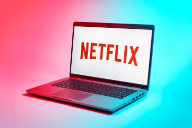 Prag, Çek Cumhuriyeti - 10 21 2024: Netflix logosunu gösteren bir defter.