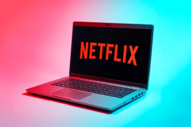 Prag, Çek Cumhuriyeti - 10 21 2024: Netflix logosunu gösteren bir defter.
