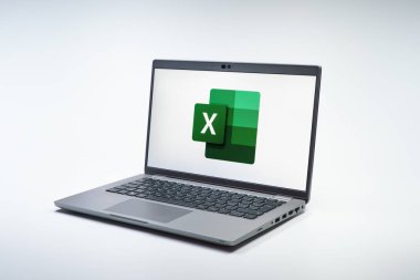 Prag, Çek Cumhuriyeti - 02 21 2025: Excel logosunu gösteren dizüstü bilgisayar.