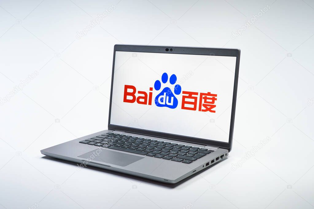 Prague, Czechia - 02 21 2025: Laptop on surface showing Workplace logo.