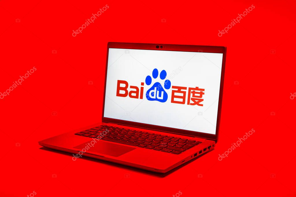 Prague, Czechia - 02 21 2025: Laptop on surface showing Workplace logo.