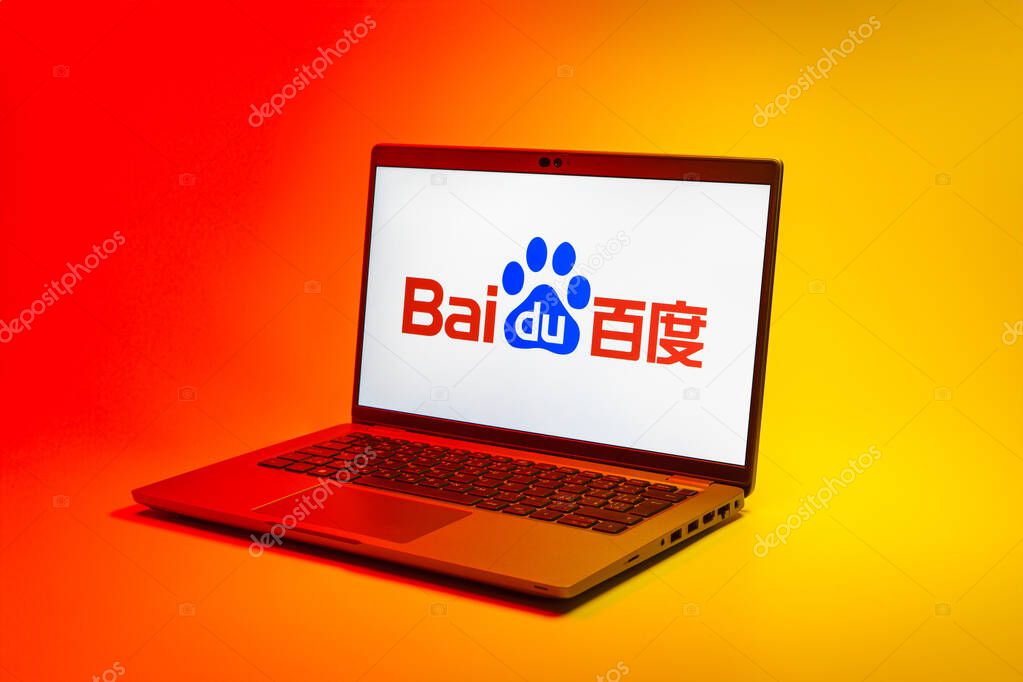 Prague, Czechia - 02 21 2025: Laptop on surface showing Workplace logo.