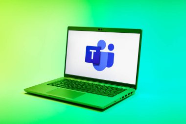 Prag, Çek Cumhuriyeti - 02 21 2025: Takım logosunu gösteren dizüstü bilgisayar.