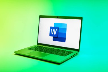 Prag, Çek Cumhuriyeti - 02 21 2025: Kelime logosunu gösteren dizüstü bilgisayar.