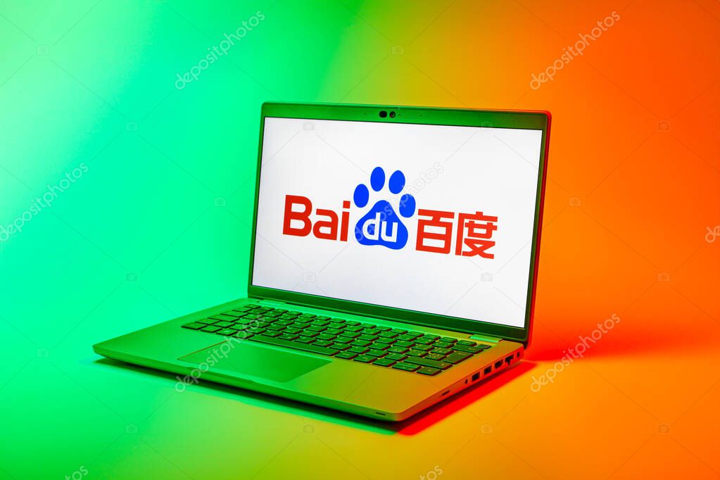 Prague, Czechia - 02 21 2025: Laptop on surface showing Workplace logo.