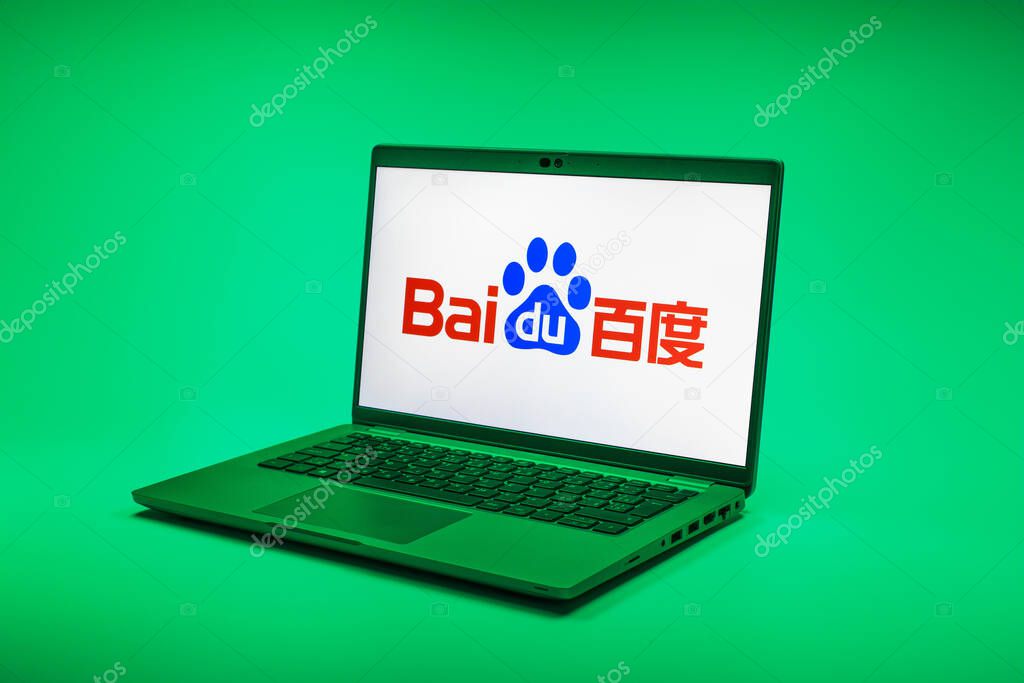 Prague, Czechia - 02 21 2025: Laptop on surface showing Workplace logo.
