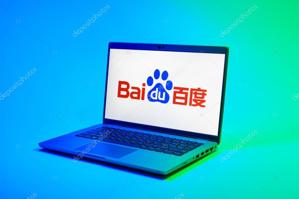 Prague, Czechia - 02 21 2025: Laptop on surface showing Workplace logo.