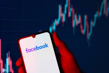 Prag, Çek Cumhuriyeti - 02 21 2025: Facebook logosunu gösteren dizüstü bilgisayar.