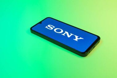 Prag, Çek Cumhuriyeti - 02 21 2025: Sony logosunu gösteren dizüstü bilgisayar.