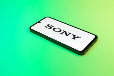 Prag, Çek Cumhuriyeti - 02 21 2025: Sony logosunu gösteren dizüstü bilgisayar.