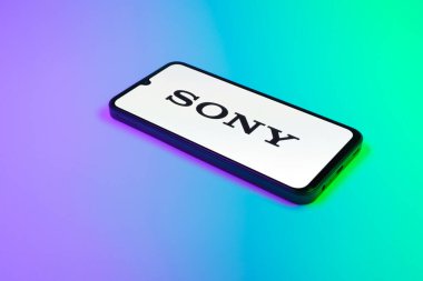 Prag, Çek Cumhuriyeti - 02 21 2025: Sony logosunu gösteren dizüstü bilgisayar.