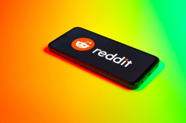 Prag, Çek Cumhuriyeti - 02 21 2025: Reddit logosunu gösteren dizüstü bilgisayar.