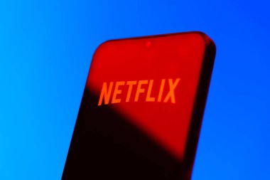 Prag, Çek Cumhuriyeti - 10 21 2024: Netflix logosunu gösteren akıllı telefon.