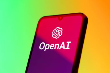 Prag, Çek Cumhuriyeti - 10 21 2024: OpenAI logosunu gösteren akıllı telefon.