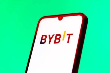 Prag, Çek Cumhuriyeti - 10 21 2024: Bybit logosunu gösteren akıllı telefon.