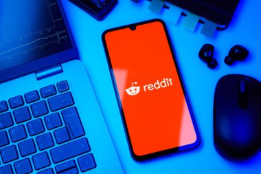 Prag, Çek Cumhuriyeti - 10 21 2024: Reddit logosunu gösteren akıllı telefon.