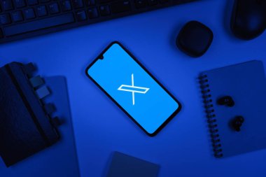 Prag, Çek Cumhuriyeti - 10 21 2024: X logosu gösteren akıllı telefon.