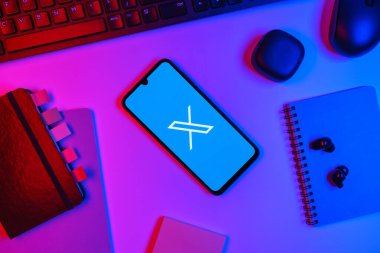 Prag, Çek Cumhuriyeti - 10 21 2024: X logosu gösteren akıllı telefon.