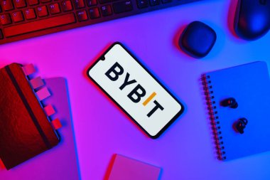 Prag, Çek Cumhuriyeti - 10 21 2024: Bybit logosunu gösteren akıllı telefon.