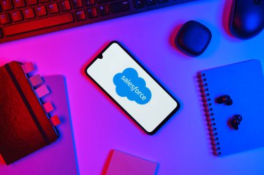 Prag, Çek Cumhuriyeti - 10 21 2024: Satış gücü logosunu gösteren akıllı telefon.