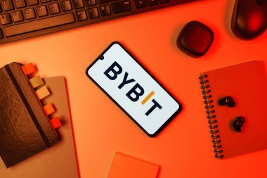 Prag, Çek Cumhuriyeti - 10 21 2024: Bybit logosunu gösteren akıllı telefon.