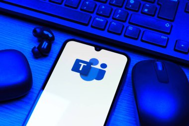 Prag, Çek Cumhuriyeti - 10 21 2024: Takım logolarını gösteren akıllı telefon.