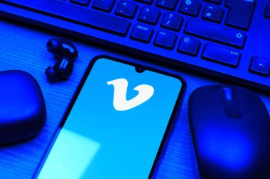 Prag, Çek Cumhuriyeti - 10 21 2024: Vimeo logosunu gösteren akıllı telefon.