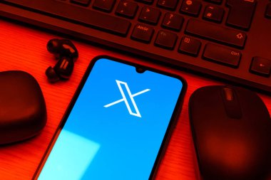 Prag, Çek Cumhuriyeti - 10 21 2024: X logosu gösteren akıllı telefon.