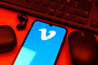 Prag, Çek Cumhuriyeti - 10 21 2024: Vimeo logosunu gösteren akıllı telefon.