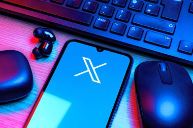 Prag, Çek Cumhuriyeti - 10 21 2024: X logosu gösteren akıllı telefon.