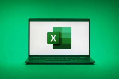 Prag, Çek Cumhuriyeti - 02 21 2025: Excel logosunu gösteren dizüstü bilgisayar.