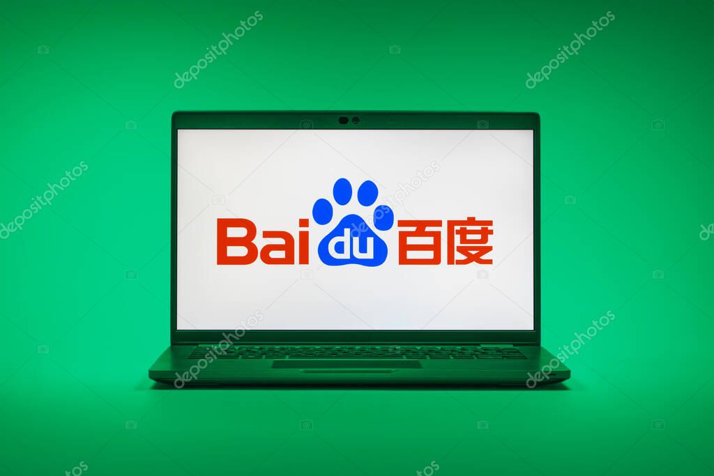 Prague, Czechia - 02 21 2025: Laptop on surface showing Workplace logo.