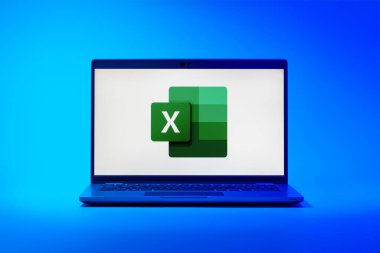 Prag, Çek Cumhuriyeti - 02 21 2025: Excel logosunu gösteren dizüstü bilgisayar.