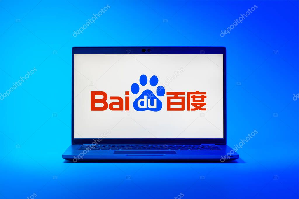 Prague, Czechia - 02 21 2025: Laptop on surface showing Workplace logo.