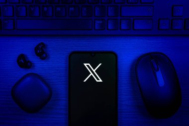 Prag, Çek Cumhuriyeti - 10 21 2024: X logosu gösteren akıllı telefon.