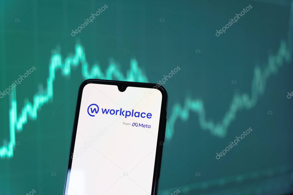 Prague, Czechia - 10 21 2024: Smartphone on surface showing Workplace logo.
