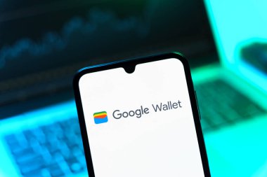 Prag, Çek Cumhuriyeti - 05 08 2025: Google Cüzdan logosunu gösteren akıllı telefon.