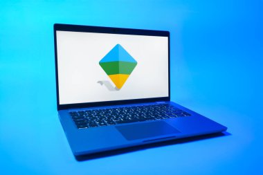 Prag, Çek Cumhuriyeti - 08 01 2025: Google Family Link logosunu gösteren bir dizüstü bilgisayar. Google Family Link ebeveyn denetimi ve çocuk hesabı yönetimi için bir platformdur.