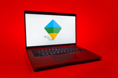 Prag, Çek Cumhuriyeti - 08 01 2025: Google Family Link logosunu gösteren bir dizüstü bilgisayar. Google Family Link ebeveyn denetimi ve çocuk hesabı yönetimi için bir platformdur.