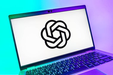 Prag, Çek Cumhuriyeti - 08 01 2025: OpenAI logosunu gösteren dizüstü bilgisayarın yakın görüntüsü. OpenAI, yapay zeka modelleri ve uygulamaları geliştiren bir platformdur..