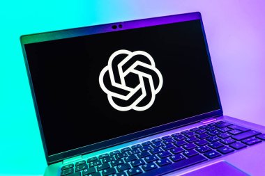 Prag, Çek Cumhuriyeti - 08 01 2025: OpenAI logosunu gösteren dizüstü bilgisayarın yakın görüntüsü. OpenAI, yapay zeka modelleri ve uygulamaları geliştiren bir platformdur..