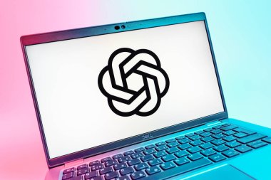 Prag, Çek Cumhuriyeti - 08 01 2025: OpenAI logosunu gösteren dizüstü bilgisayarın yakın görüntüsü. OpenAI, yapay zeka modelleri ve uygulamaları geliştiren bir platformdur..