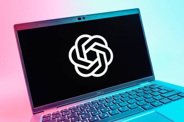 Prag, Çek Cumhuriyeti - 08 01 2025: OpenAI logosunu gösteren dizüstü bilgisayarın yakın görüntüsü. OpenAI, yapay zeka modelleri ve uygulamaları geliştiren bir platformdur..