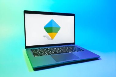 Prag, Çek Cumhuriyeti - 08 01 2025: Google Family Link logosunu gösteren bir dizüstü bilgisayar. Google Family Link ebeveyn denetimi ve çocuk hesabı yönetimi için bir platformdur.