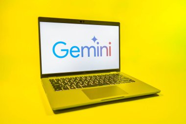 Prag, Çek Cumhuriyeti - 08 01 2025: Gemini logosunu gösteren bir dizüstü bilgisayar. Gemini kripto para ticareti ve yönetimi için bir platformdur..