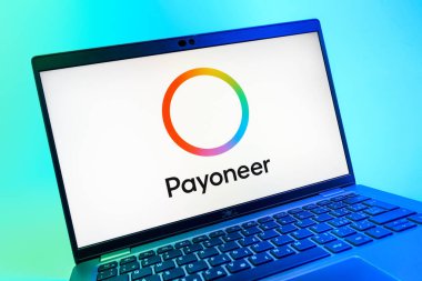 Prag, Çek Cumhuriyeti - 08 01 2025: Payonez logosunu gösteren dizüstü bilgisayarın yakın görüntüsü. Paeveryone, küresel online ödemeler ve para transferleri için bir platformdur.